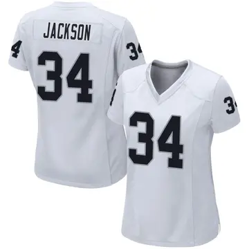 WOMENS Las Vegas Raiders BO JACKSON Laces Football Jersey Silver –