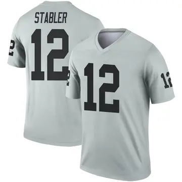 OAKLAND RAIDERS KEN STABLER #12 2 PATCH HOF SEWN WHITE/SILVER JERSEY NWT LG  NEW